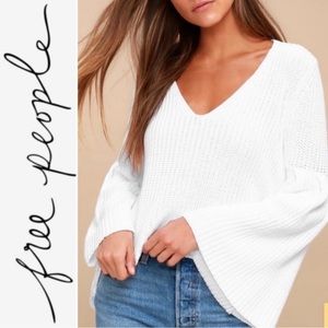 Free People Damsel Bell Sleeve Cropped Sweater (Size: Small)